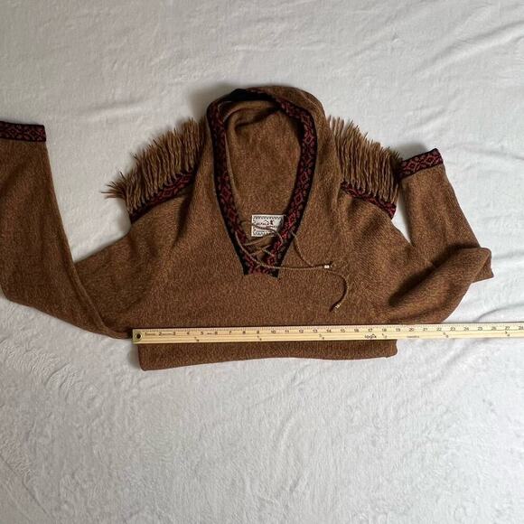 Alpaca Imports Womens Alpaca Blend Hooded Tunic Sz XL Brown Multicolor Handmade - Picture 3 of 9